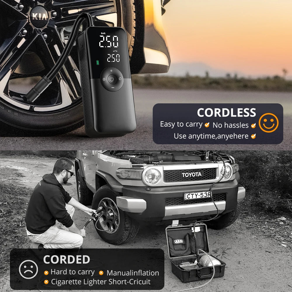 🚗💨 Instant Air Anywhere! CARSUN Cordless Tire Inflator – Fast, Portable & Rechargeable! 🔋⚡ - AutoGearVibe